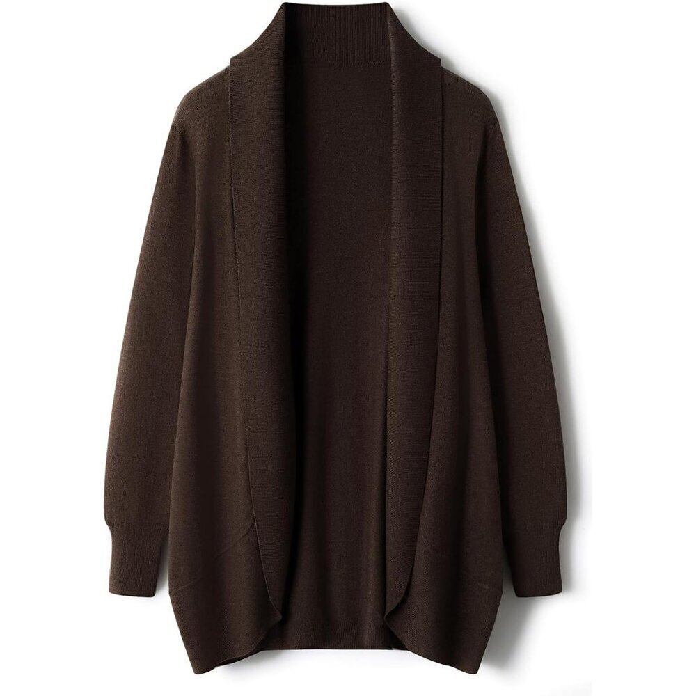 Women's Wool Blend Cardigan Sweater Open Front Long Sleeve Casual Knit
